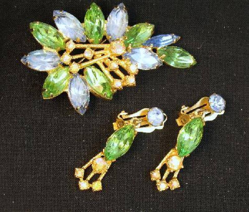 Front view of Multiple Colors Navettes Brooch