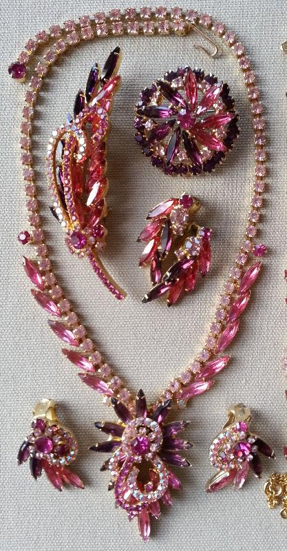 Front view of Pink Navettes Necklace