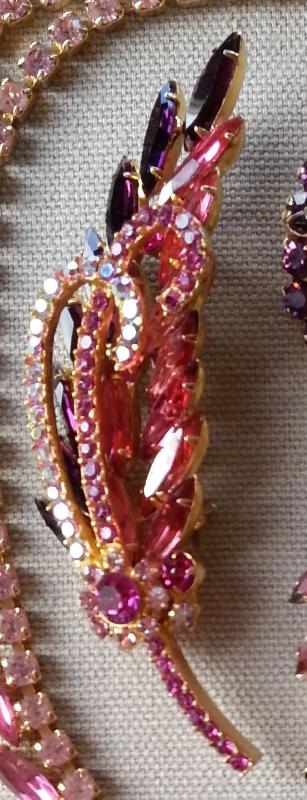 Front view of Pink Navettes Brooch