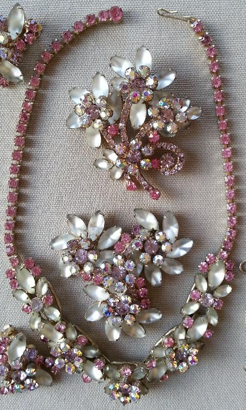 Front view of Pink Navettes Frosted Necklace