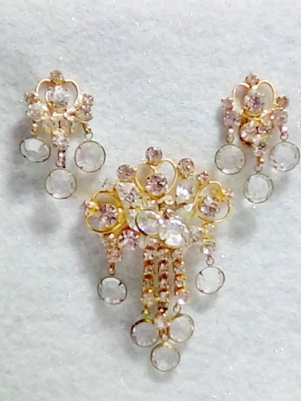 Front view of Clear Navettes Brooch
