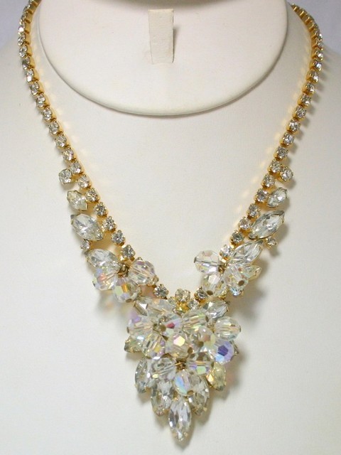 Front view of Clear Navettes Necklace