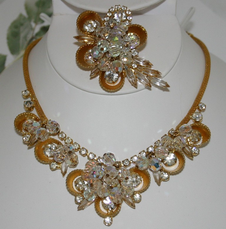 Front view of Clear Navettes Necklace