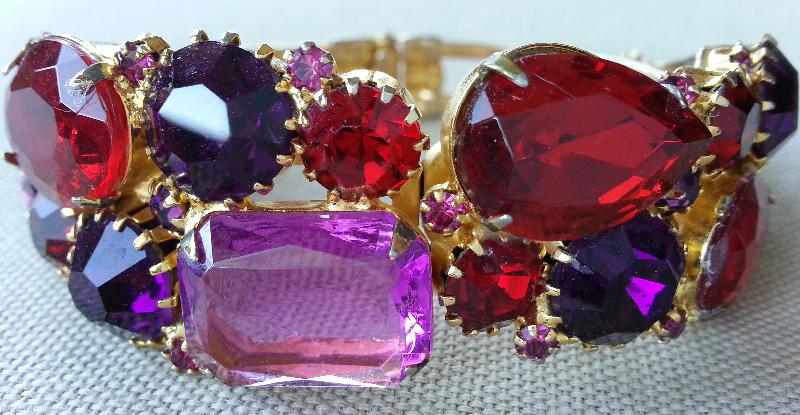 Front view of Purple (cardinal) Emerald Cut Bracelet Clamper