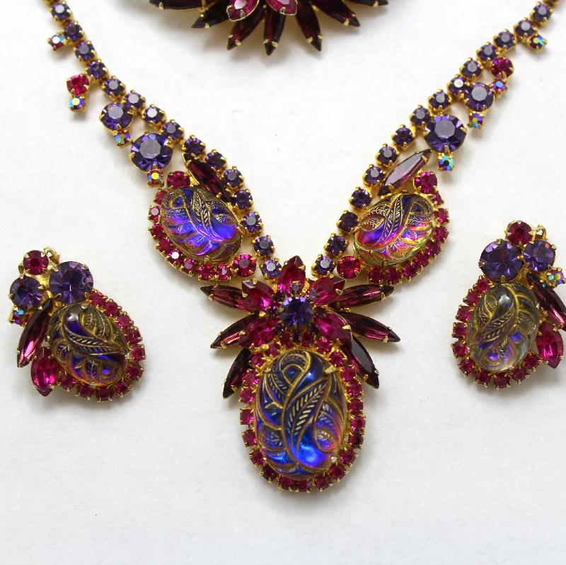 Front view of Multiple Colors Cabochons Molded/Cut Earrings Clip