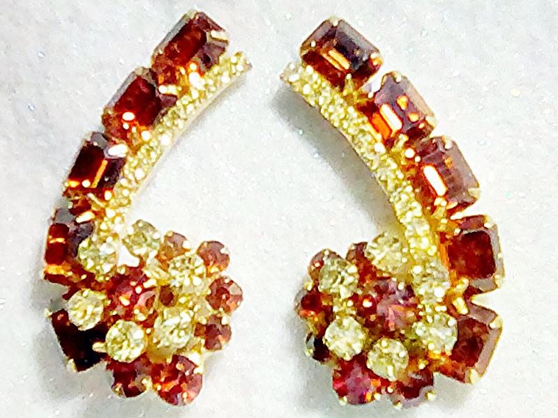 Front view of Topaz Emerald Cut Earrings Clip