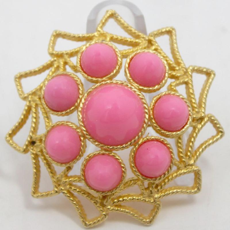 Front view of Pink Cabochons Brooch
