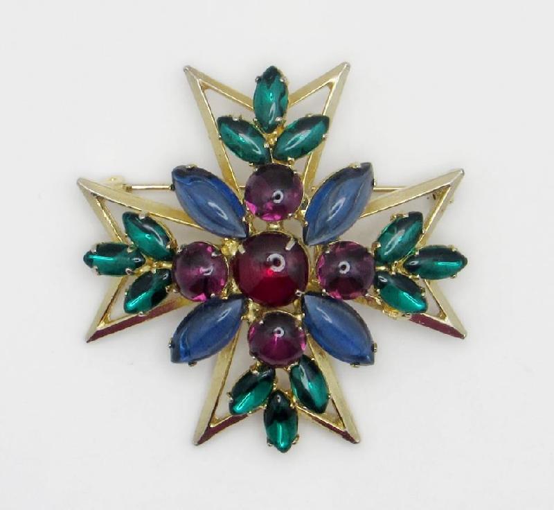 Front view of Multiple Colors Cabochons Brooch