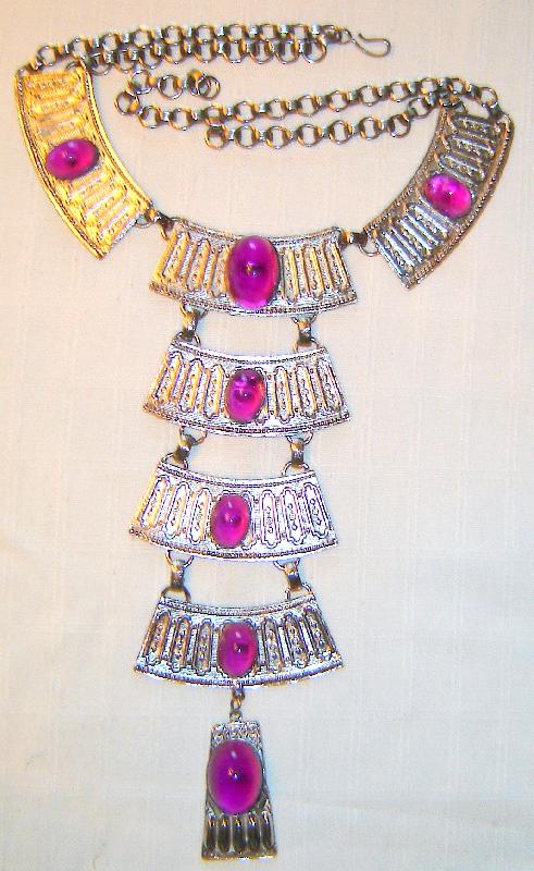 Front view of Purple (cardinal) Oval Plastic Necklace