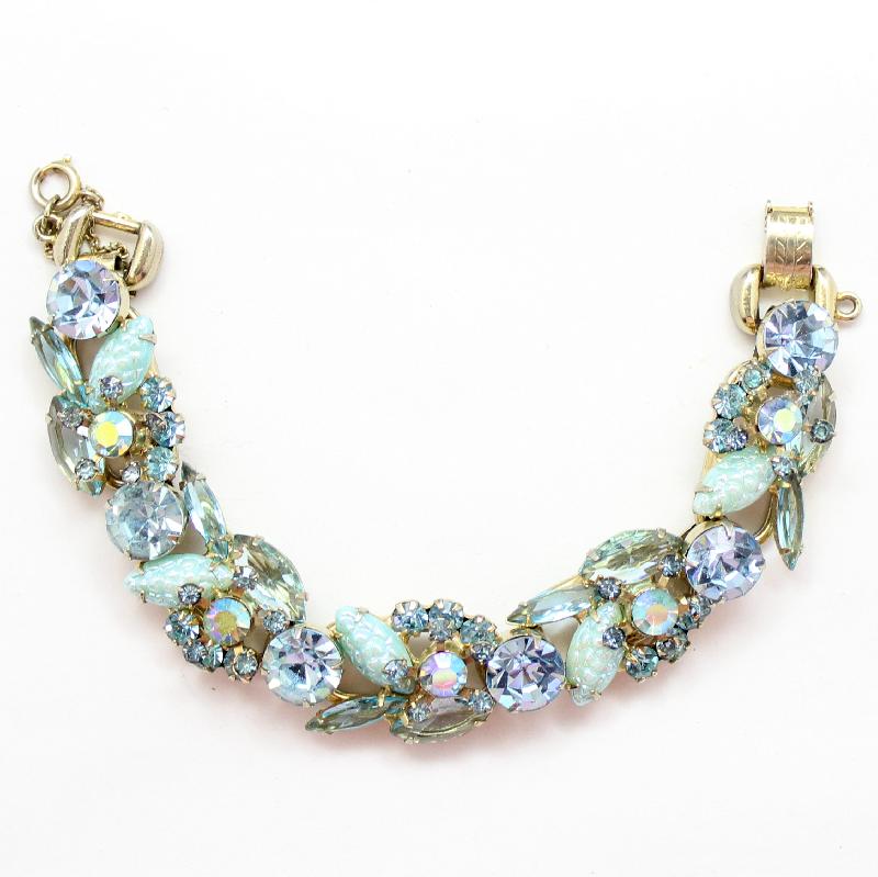 Front view of Blue Navettes Molded/Cut Bracelet 5 Link