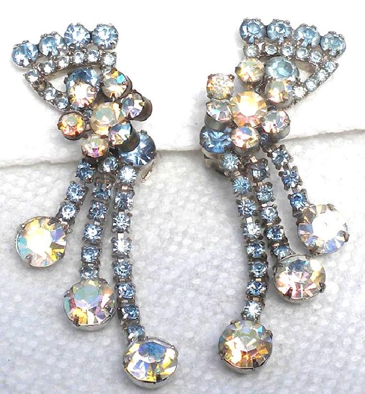 Front view of Blue Chatons Only Earrings Clip