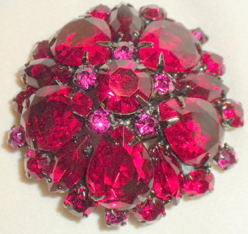Front view of Red Pear Brooch