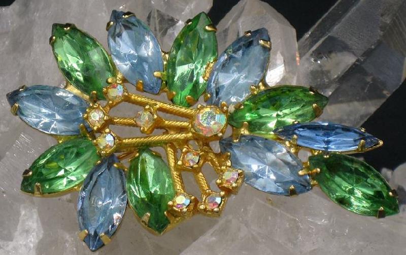 Front view of Multiple Colors Navettes Brooch