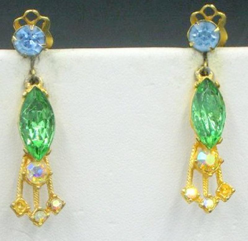 Front view of Multiple Colors Navettes Earrings Clip
