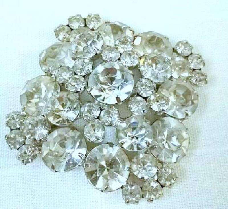 Front view of Clear Chatons Only Brooch