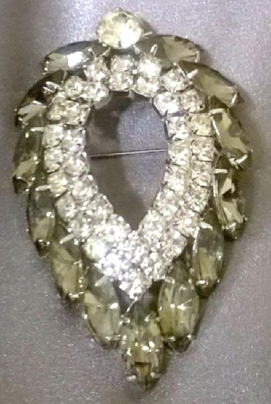 Front view of Gray (black Diamond) Navettes Brooch