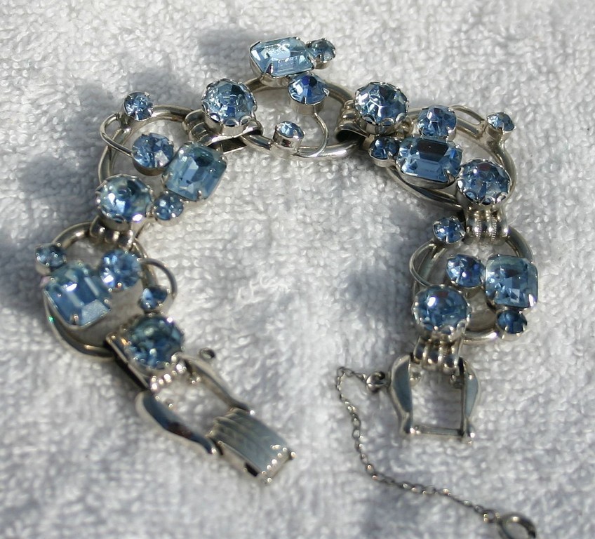 Front view of Blue Chatons Only Bracelet 5 Link