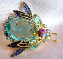 Blue Oval Brooch
