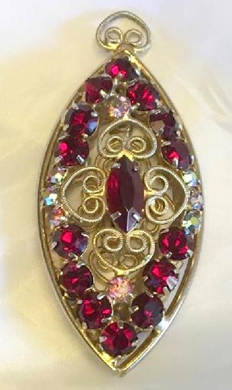 Front view of Red Navettes Pendant