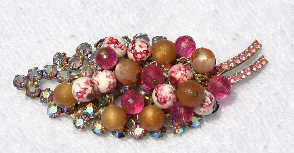 Front view of Pink Chatons Only Brooch