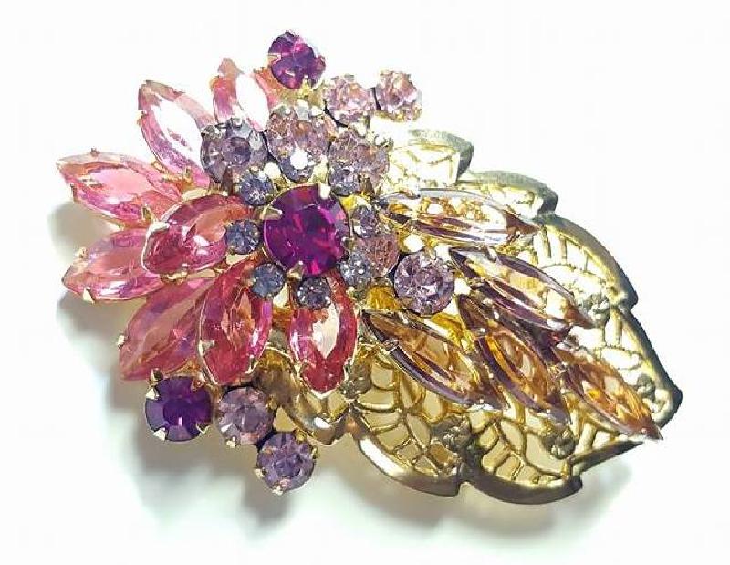 Front view of Pastel Navettes Brooch