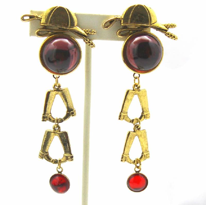 Front view of Multiple Colors Cabochons Earrings Clip