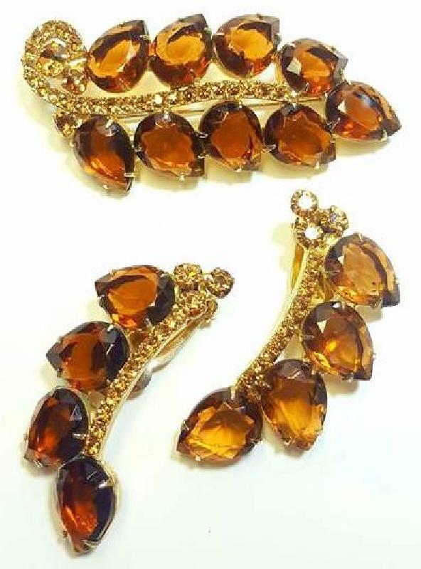 Front view of Topaz Pear Earrings Clip