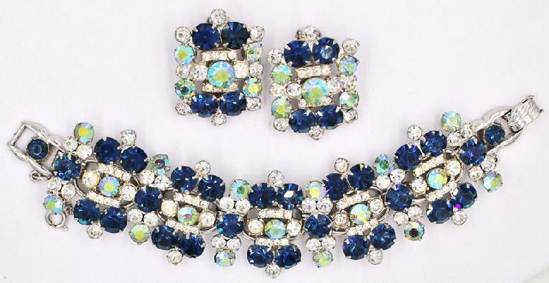Front view of Blue Chatons Only Bracelet 5 Link