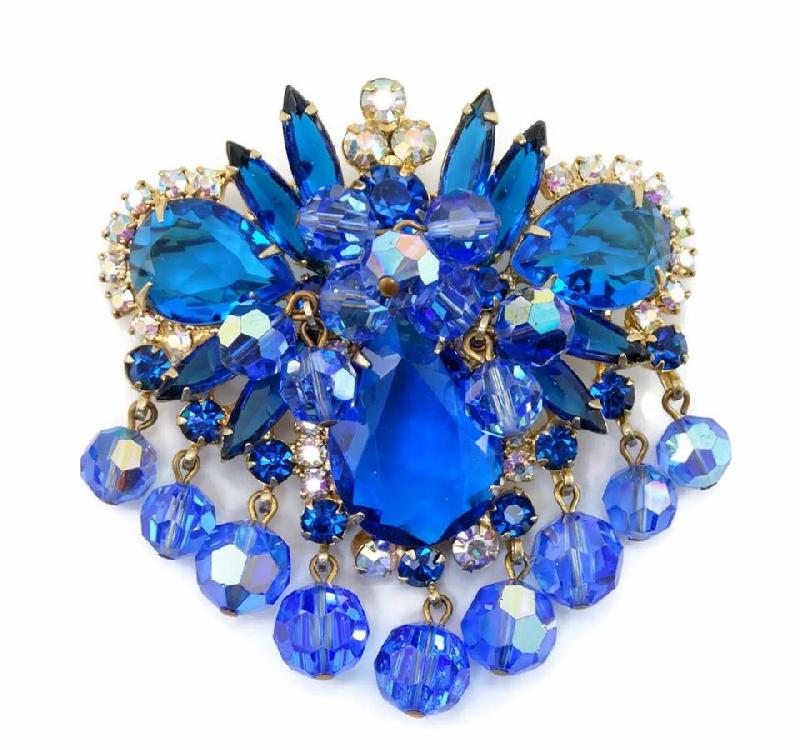Front view of Blue Pear Brooch