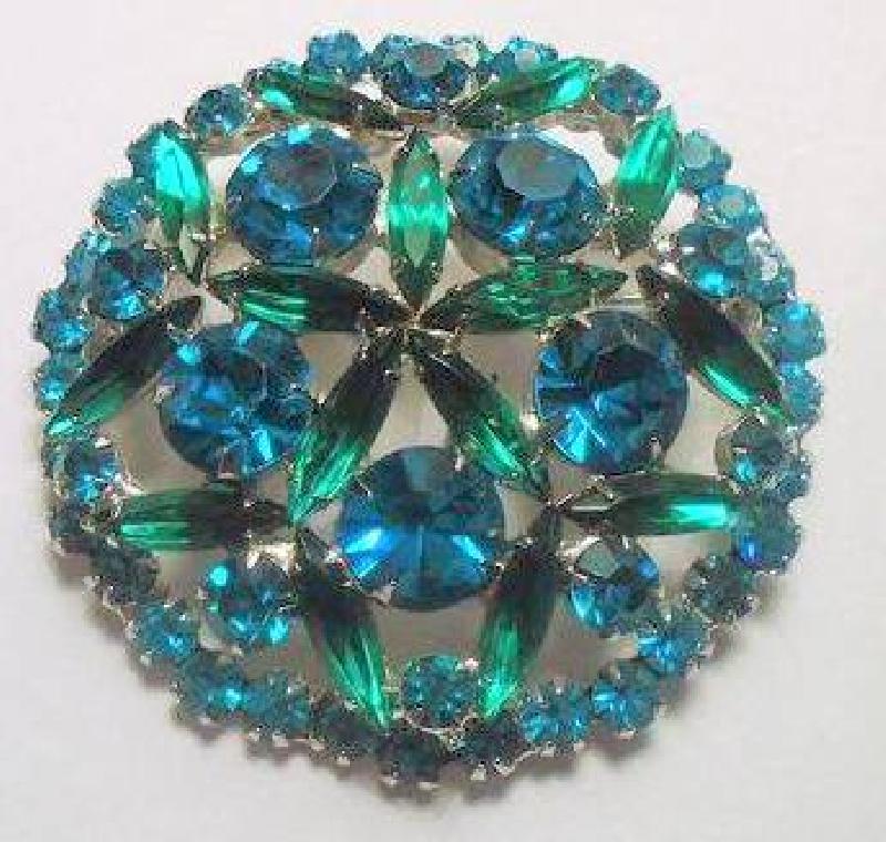 Front view of Blue Navettes Brooch