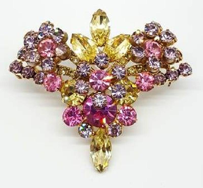Front view of Pastel Navettes Brooch