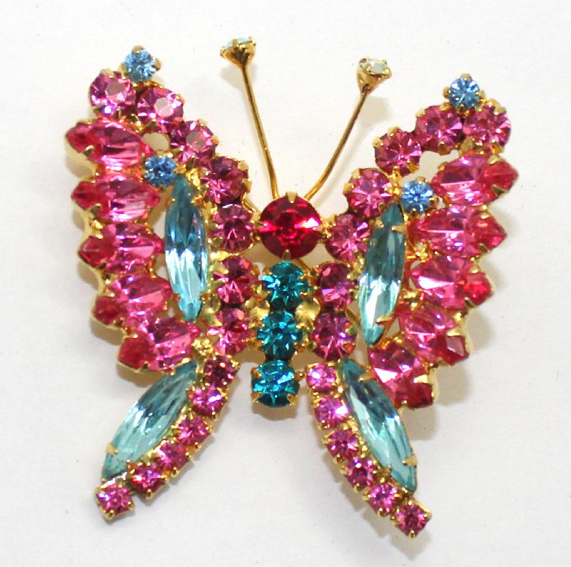 Front view of Pink Navettes Brooch