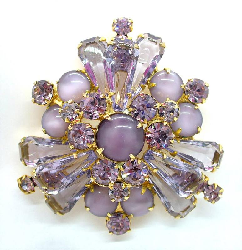 Front view of Purple (cardinal) Pentagon Brooch