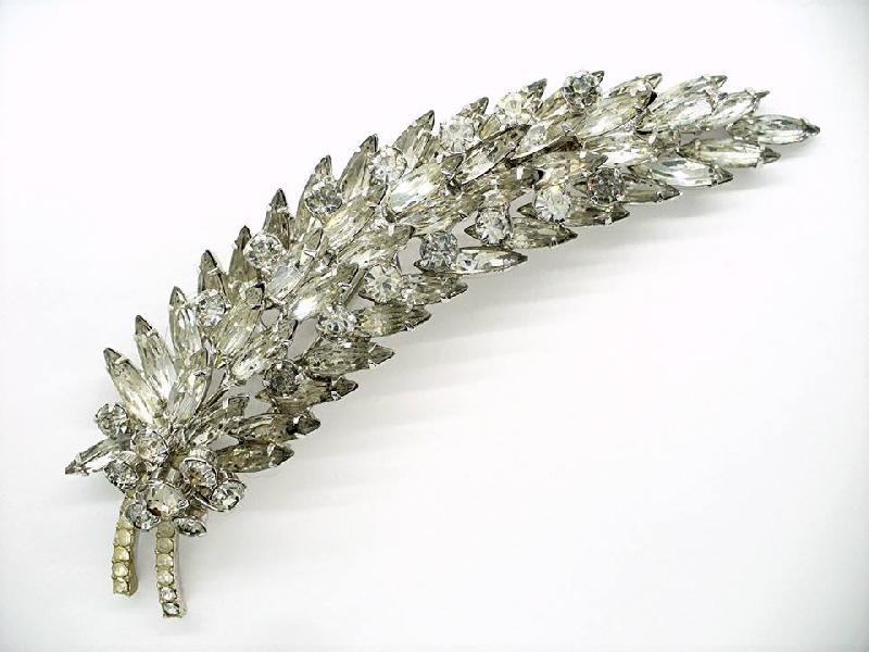 Front view of Clear Navettes Brooch