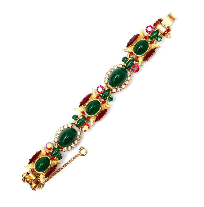 Front view of Multiple Colors Oval Plastic Bracelet 5 Link