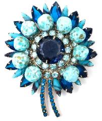 Blue Navettes Spotted Brooch