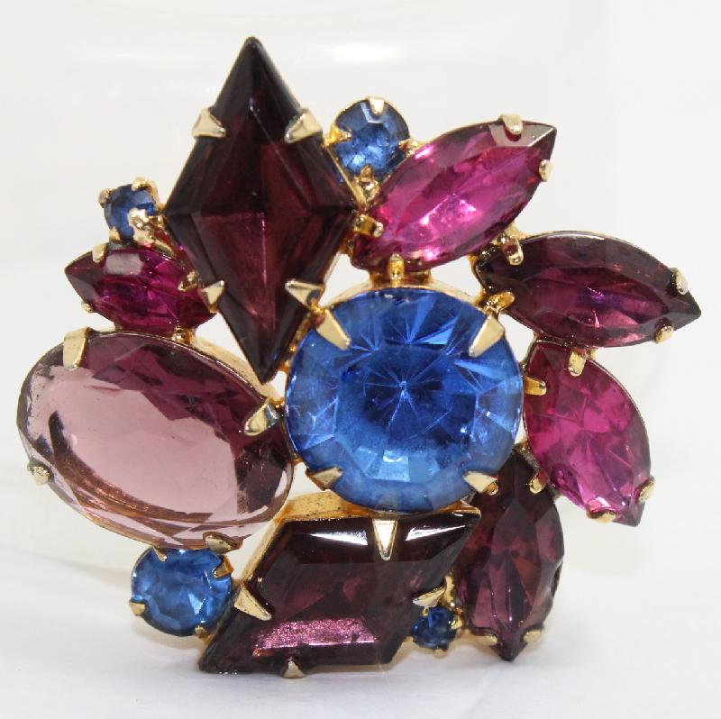 Front view of Purple (cardinal) Diamond Brooch