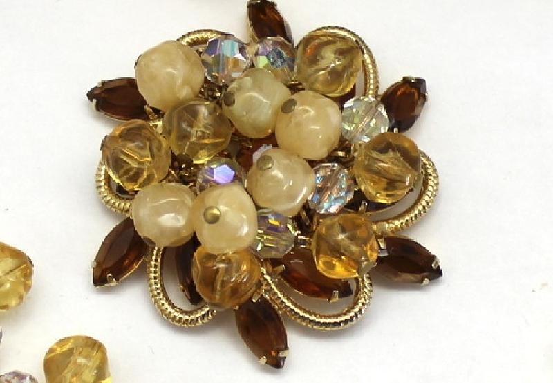 Front view of Topaz Navettes Brooch