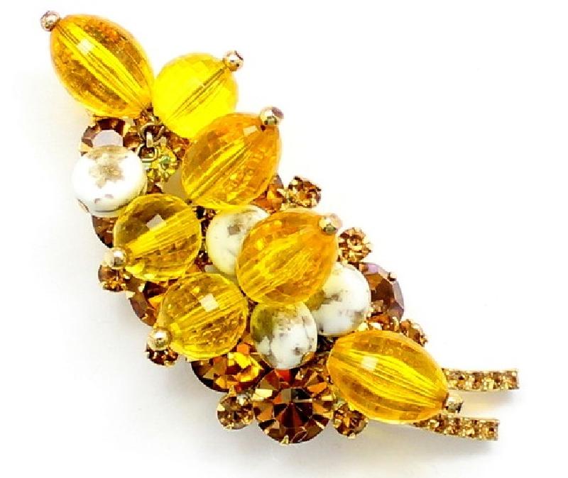 Front view of Yellow Chatons Only Brooch