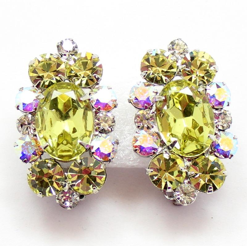 Front view of Yellow Oval Earrings Clip
