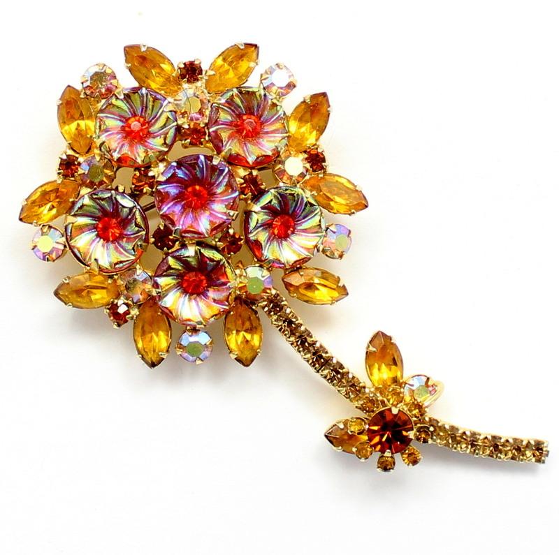 Front view of Topaz Navettes Molded/Cut Brooch