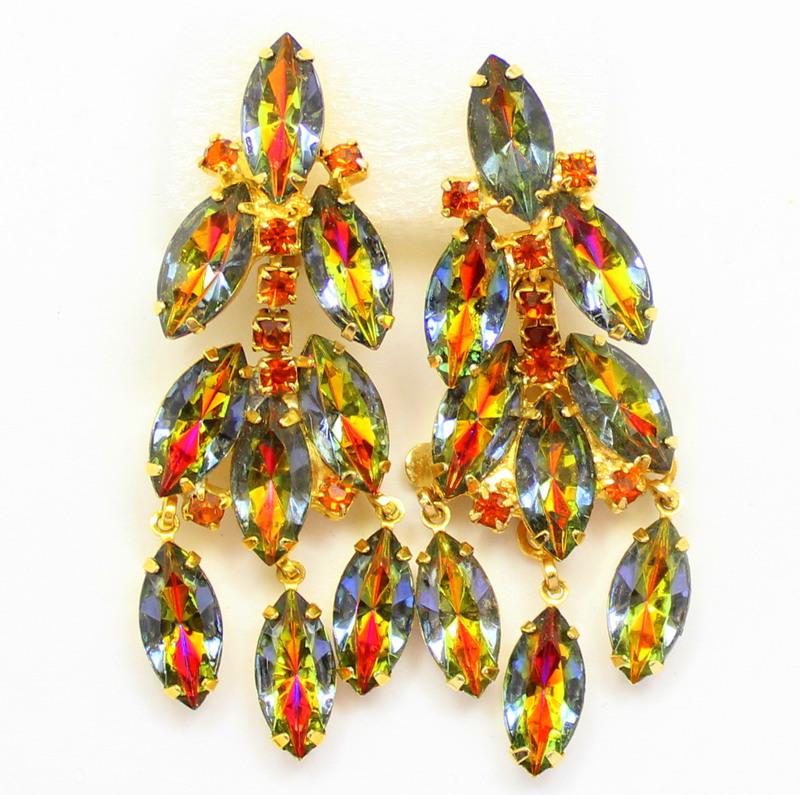 Front view of Topaz Navettes Multi-Color/Shaded Earrings Clip