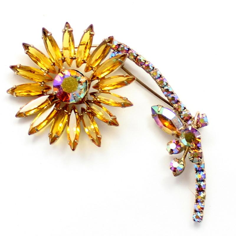 Front view of Topaz Navettes Brooch