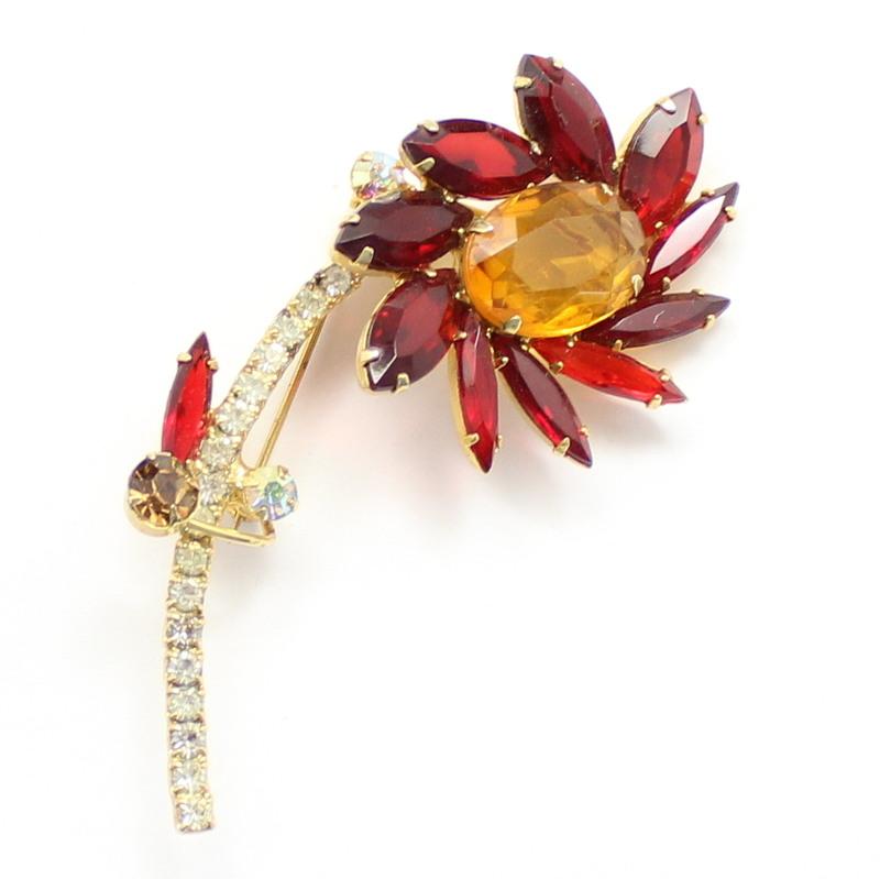Front view of Red Oval Brooch