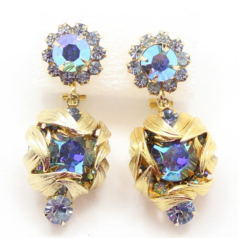 Front view of Blue Chatons Only Earrings Clip
