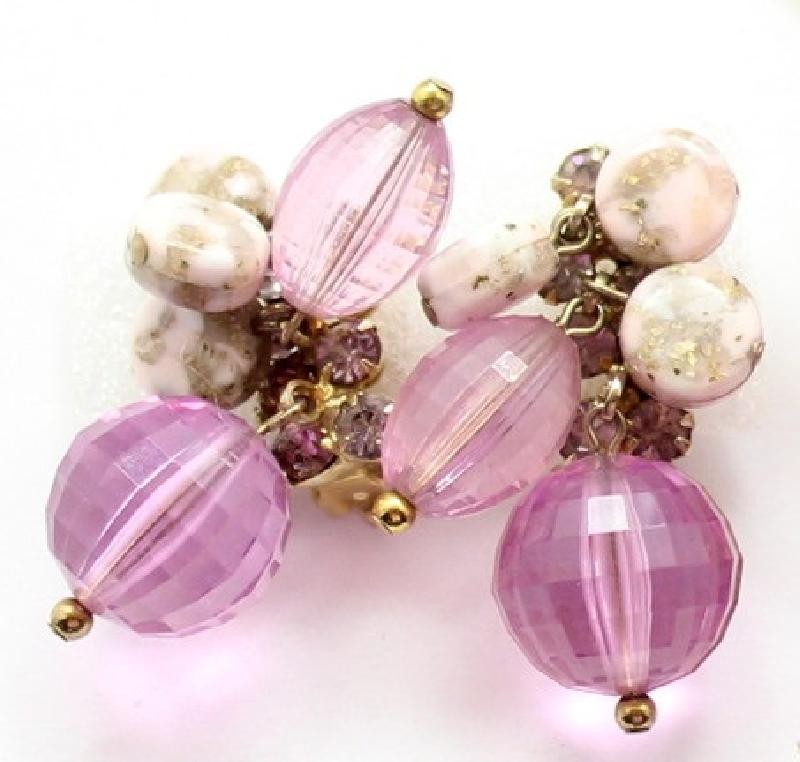 Front view of Pink Chatons Only Earrings Clip