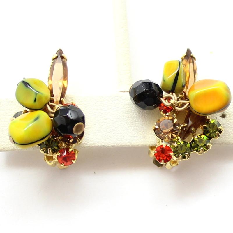 Front view of Topaz Navettes Earrings Clip
