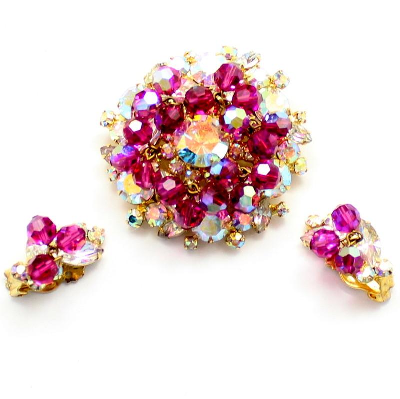Front view of Pink Chatons Only Earrings Clip