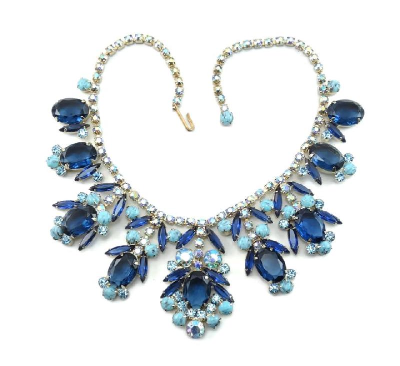Front view of Blue Oval Spotted Necklace