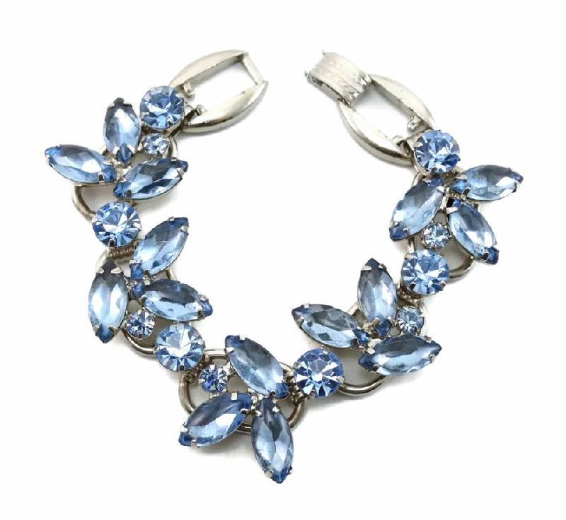 Front view of Blue Navettes Bracelet 5 Link